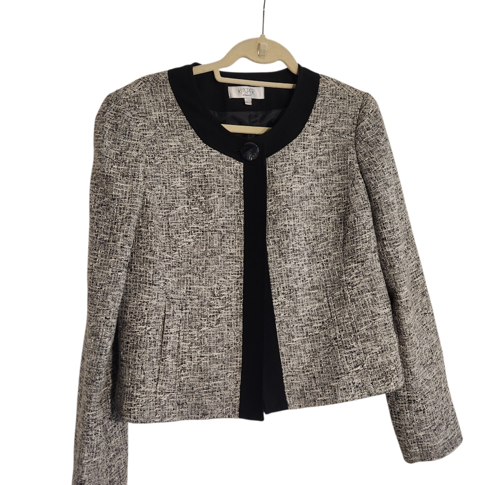Kasper Separates Sz 14 Collarless Career Jacket Blazer Black
